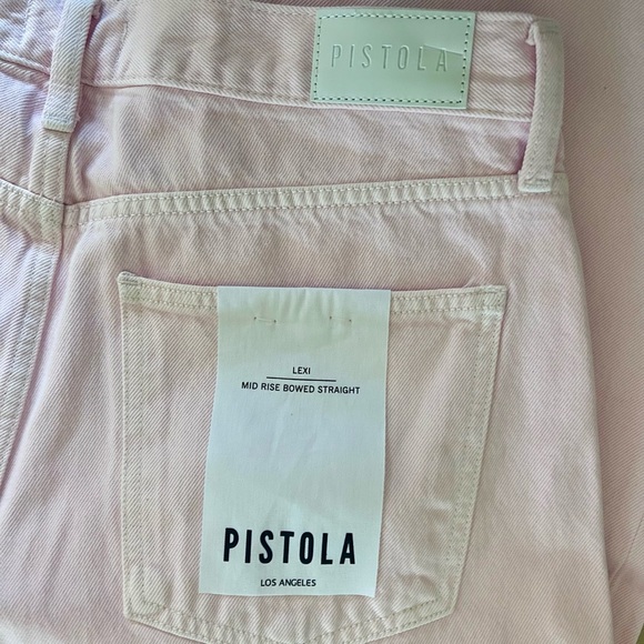 Pistola NWT Lexi mid rise bowed straight blush pink jeans size 31 - Picture 7 of 11